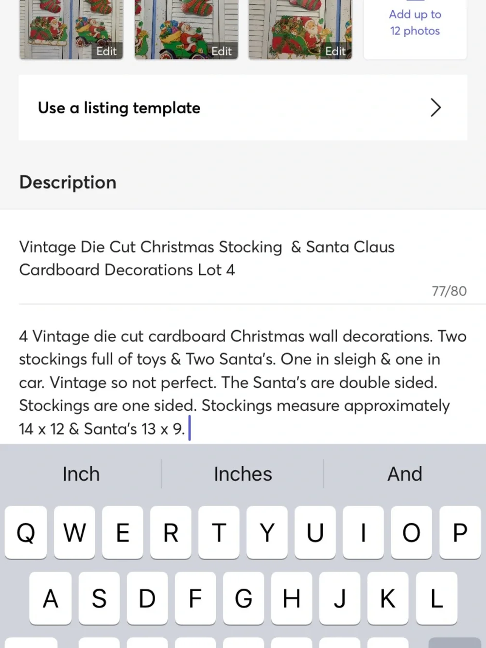 Lot 4 Vintage Die Cut Christmas Cardboard Wall Hanging Decorations Stockings